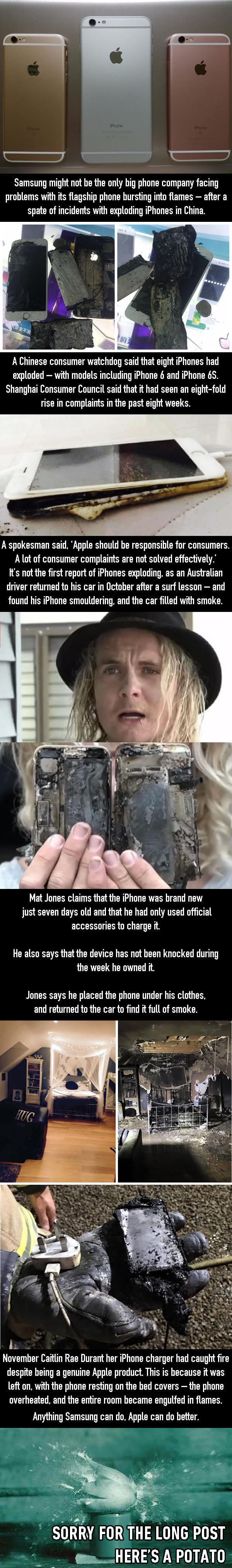 It’s not just Samsung – now iPhones are exploding and bursting into flames