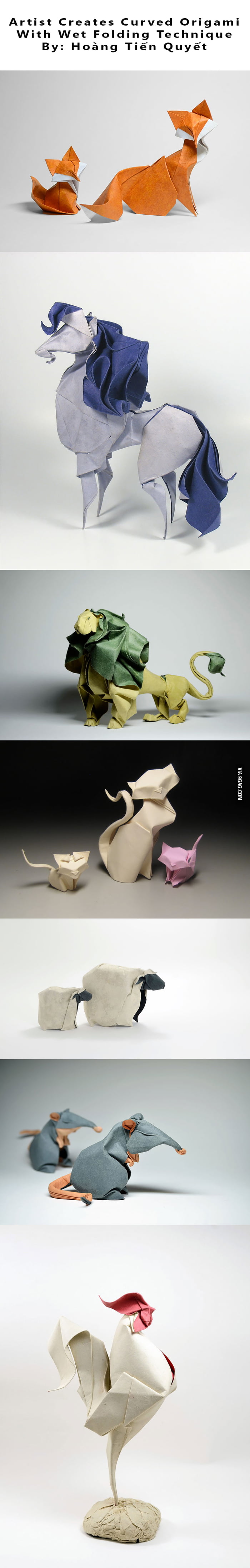 Artist Creates Curved Origami With Wet Folding TechniqueBy Vietnamese artist Hoàng Tiến Quyết