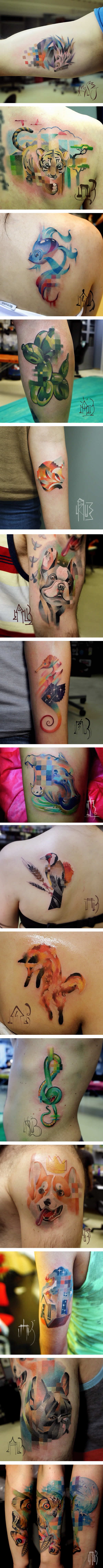 Awesome Animal Tattoos With Digital Pixel Glitches (By Lesha Lauz)