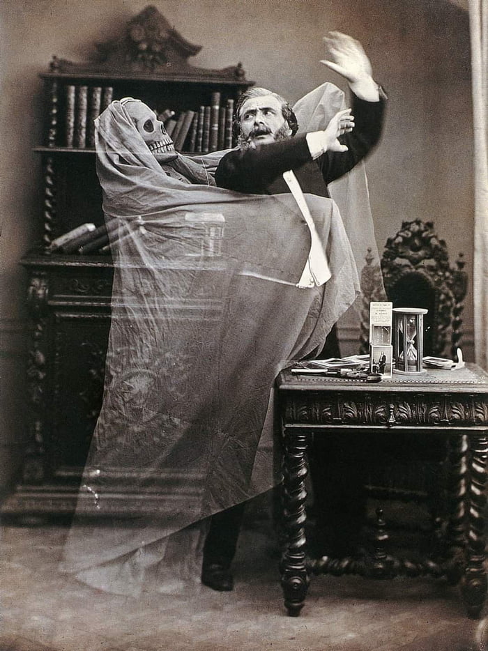 Double Exposed Photograph Of French Illusionist Henri Robin With A