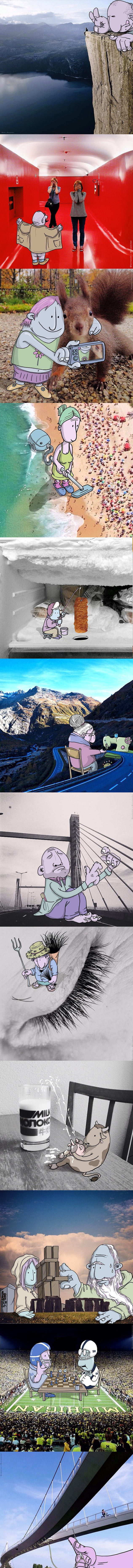 Illustrator adds cartoons to real life photos and they are awesome! (Part 2)