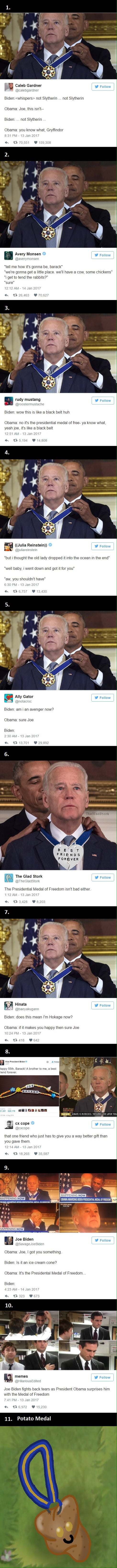 People's reactions on Obama awarding Biden the presidential medal are hilarious