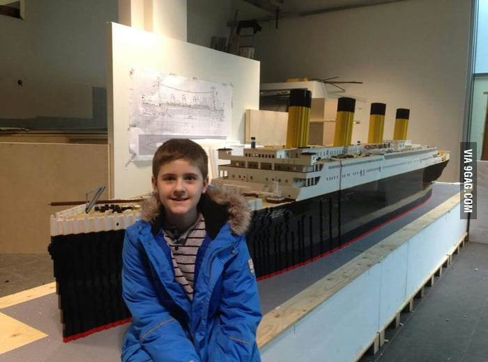 12 year old boy with autism built a lego titanic ship.