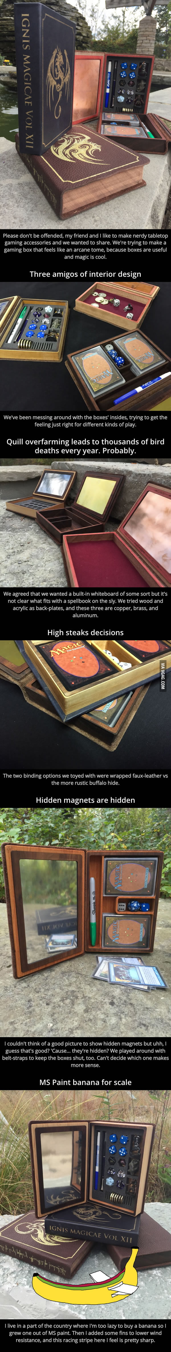 They made some spellbook-styled gaming boxes!