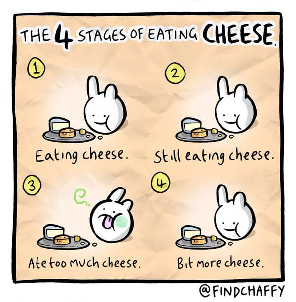 The 4 stages of eating cheese