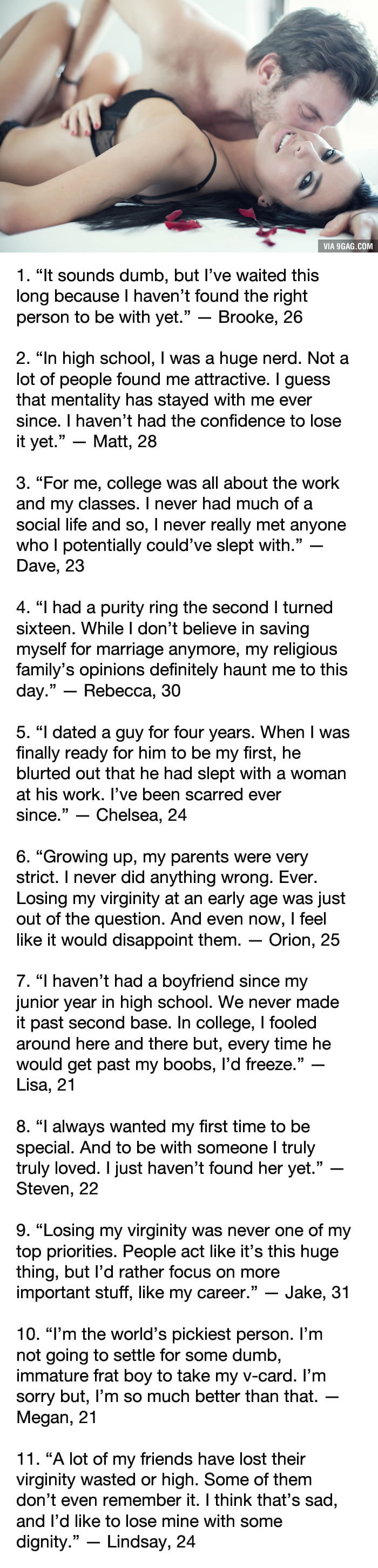 What are your reasons for being a virgin?