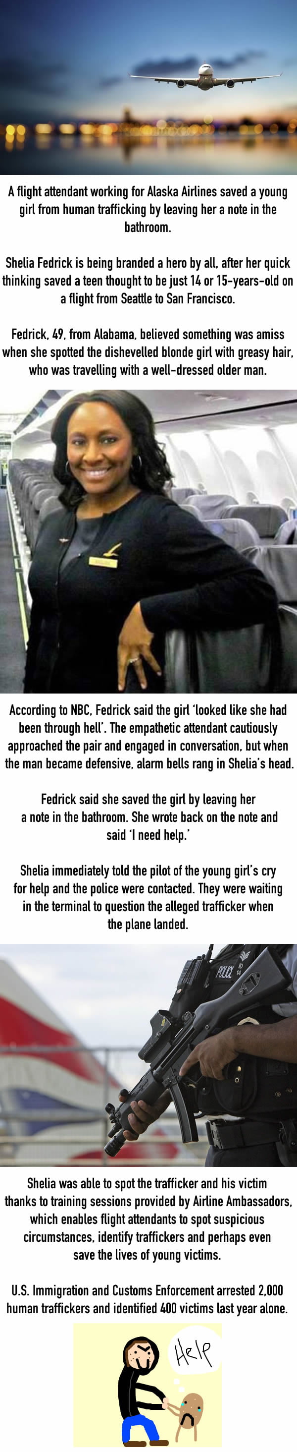 Hero Flight Attendant Saves Teen From Human Trafficker After Finding Note
