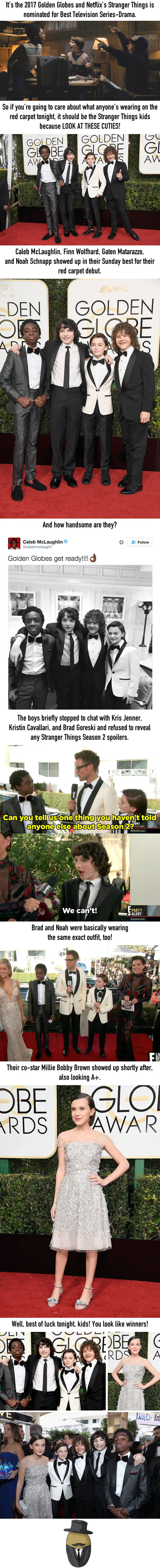 The "Stranger Things" Kids Looked So Frickin’ Dapper At The 2017 Golden Globes