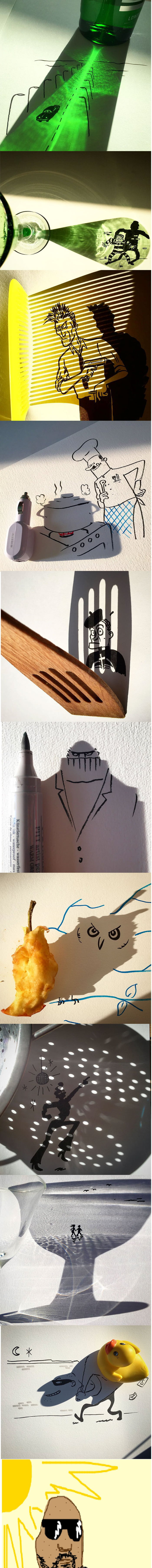 Artist Turns Shadows Of Everyday Objects Into Fun Illustrations (Vincent Bal)