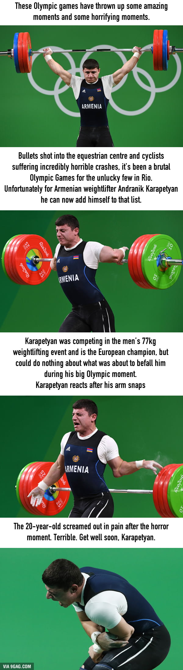 [Warning] Strong Graphic Content: Armenian Andranik Karapetyan weightlifter’s arm snaps during Rio Olympic Games