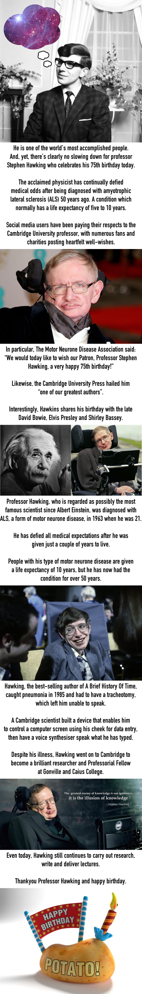 Stephen Hawking continues to beat the odds as he celebrates his 75th birthday TODAY