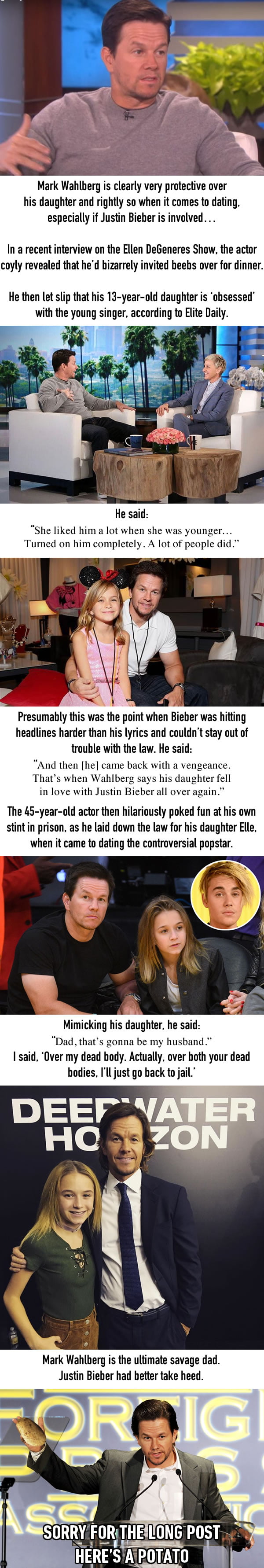 Mark Wahlberg Says He’ll Go Back To Prison If Justin Bieber Dates His Daughter