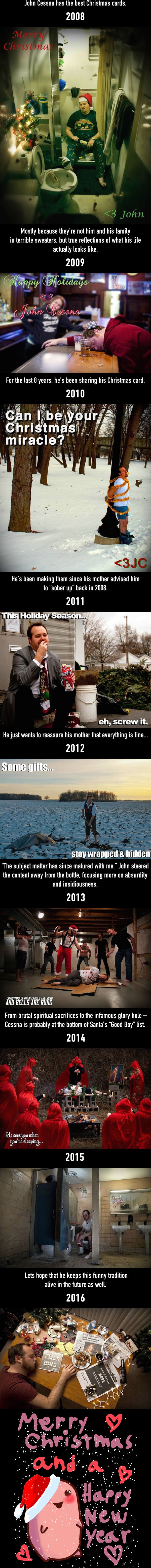 Dude Creates Wildly Inappropriate Christmas Cards After Mom Tells Him To 'Sober Up' (By John Cessna)