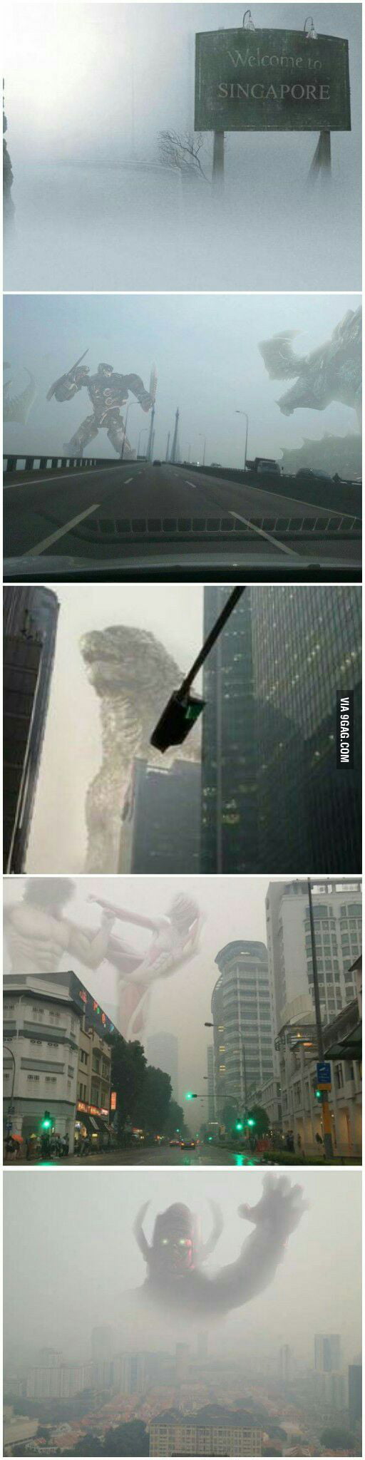 Several photoshop masters in Singapore decided to take advantage of the haze situation here