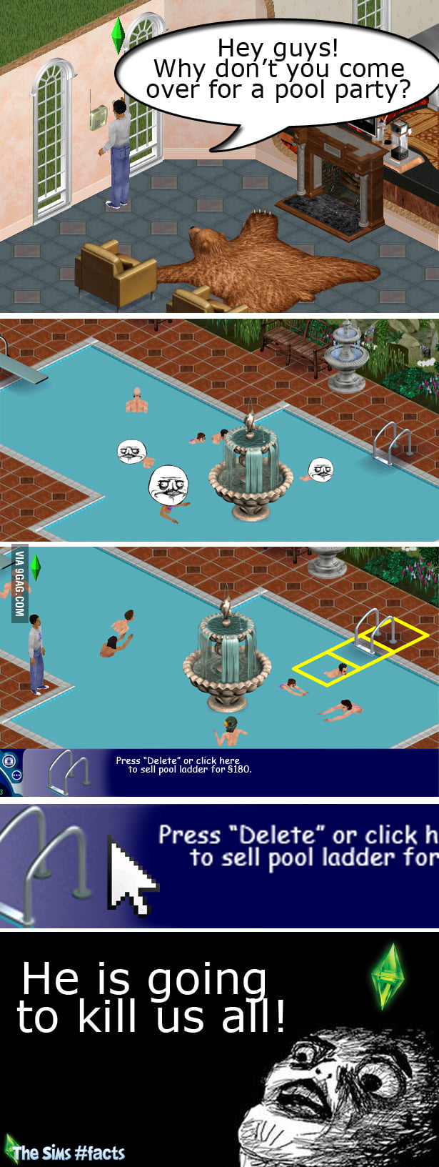 Always take care with The Sims' pool ladder. 9GAG