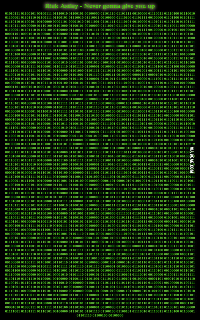 Binary Rick Roll - 9GAG