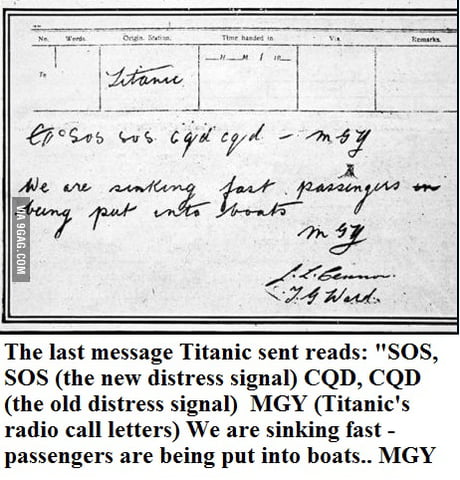 Titanic's last telegram - 9GAG