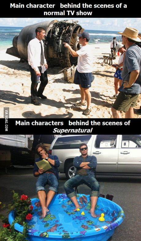 Behind the scenes of Supernatural - 9GAG Behind the scenes of Supernatural - 9GAG