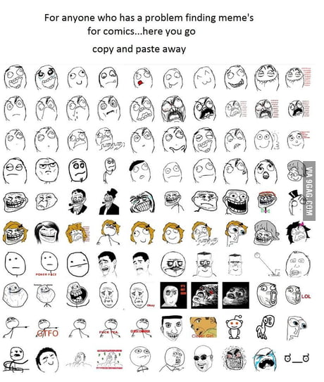 What is the name of the meme face on the phone. - 9GAG