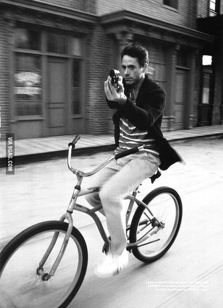 Just Robert Downey Jr on a bike 9GAG