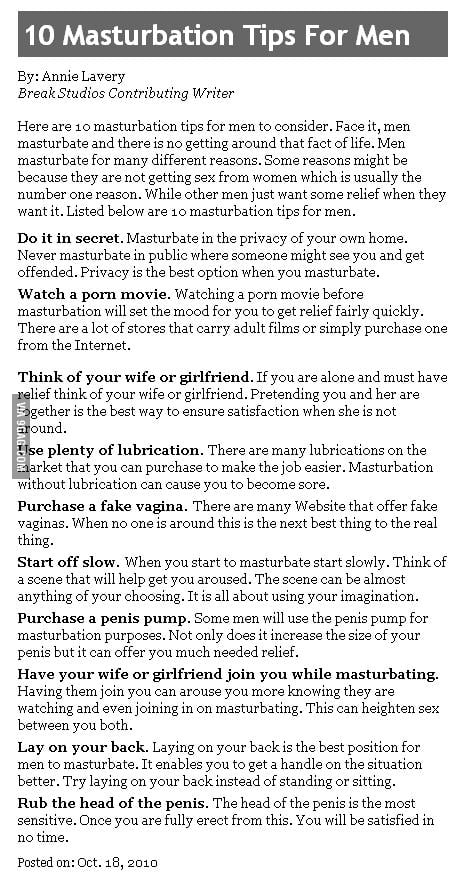 Masterbating Tips For Men