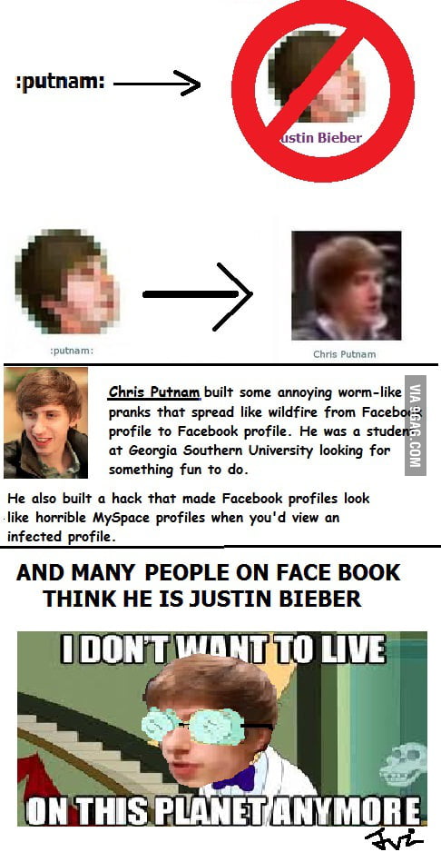 People on facebook think :putnam: is Justin Bieber - 9GAG