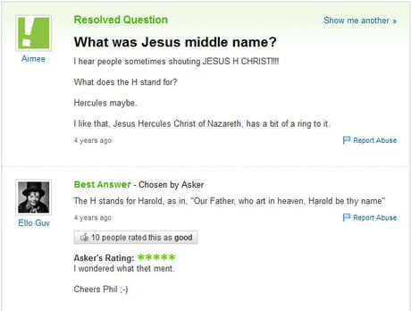What was Jesus middle name? - 9GAG