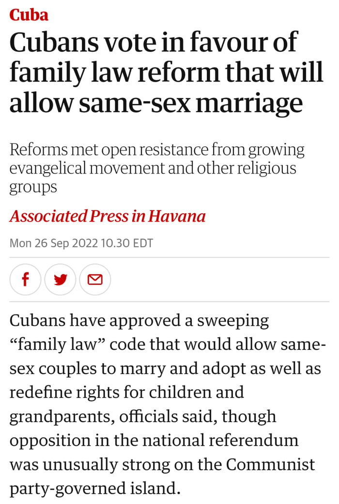 Gay Marriage Has Been Legalised In Cuba! - 9GAG