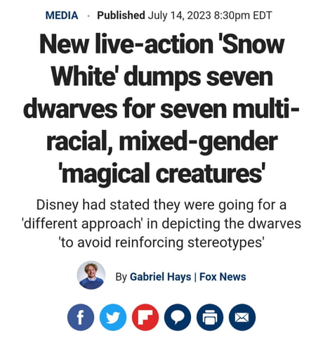 New live-action 'Snow White' dumps seven dwarves for seven multi-racial,  mixed-gender 'magical creatures