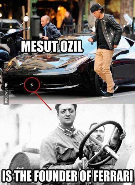 Enzo Ferrari died in 1988,Mesut Ozil was born in 1988. - 9GAG