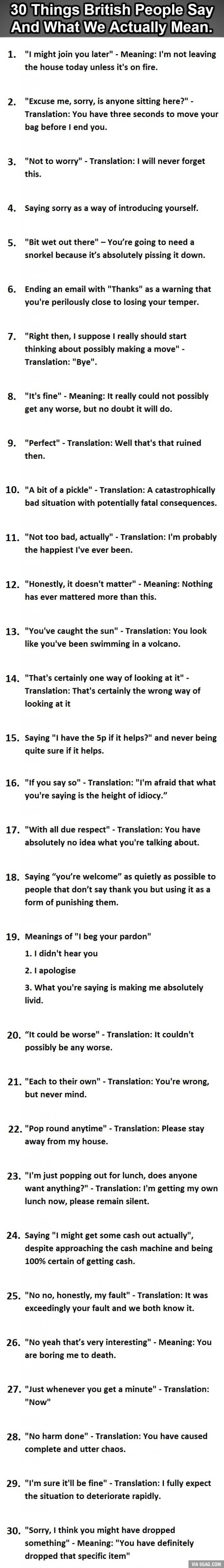 30 Things British People Say Vs What We Actually Mean. #9 Is Perfect ...