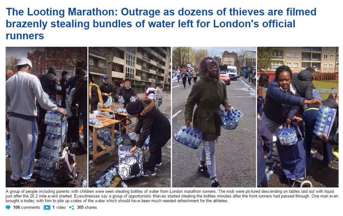 Stealing water from people running a marathon