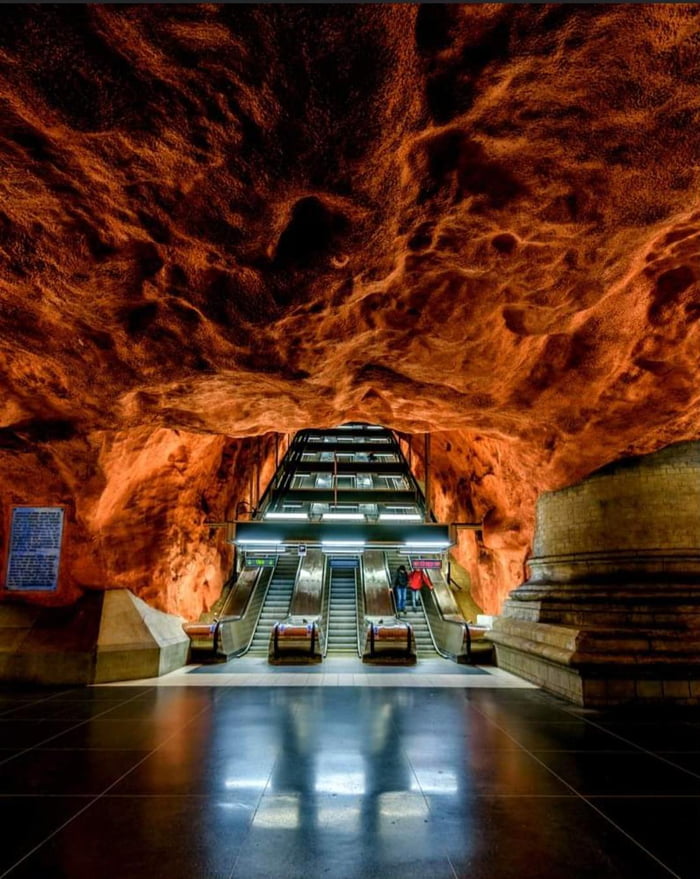 Metro train station in Stockholm, Sweden. - 9GAG