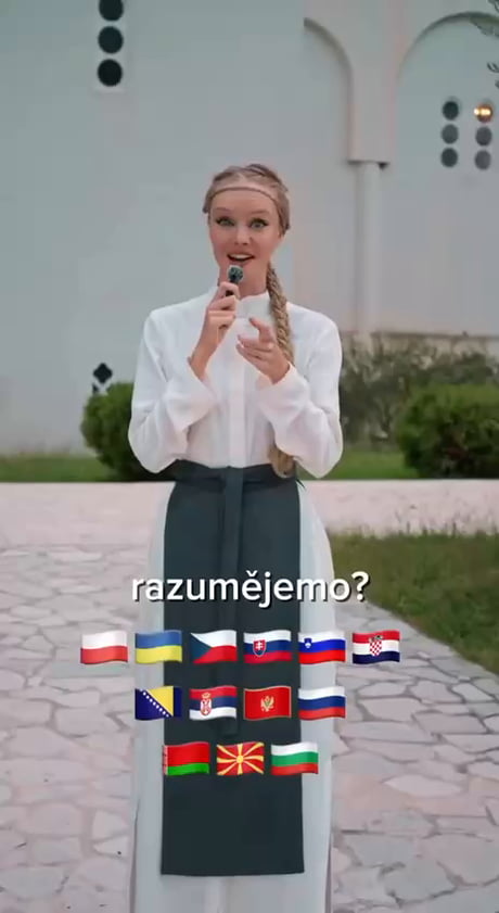 The girl speaks an artificial interslavic language. I have a question for the Slavs: do you really understand what she says, regardless of nationality?