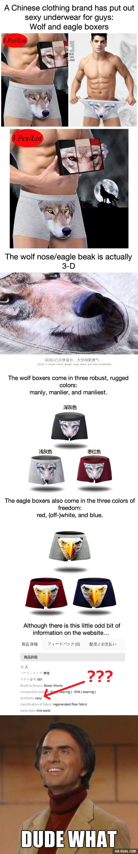 You think Japan is weird? Now look at these wolf/eagle underwear made by  Chinese - 9GAG
