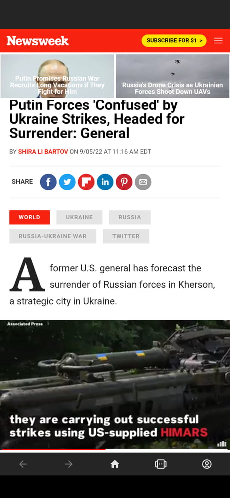 Russia to surrender Kherson? One General thinks so. I hope he is right.