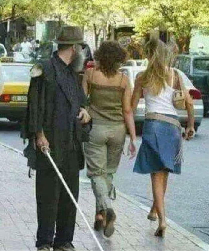 Blind man looking for the first time