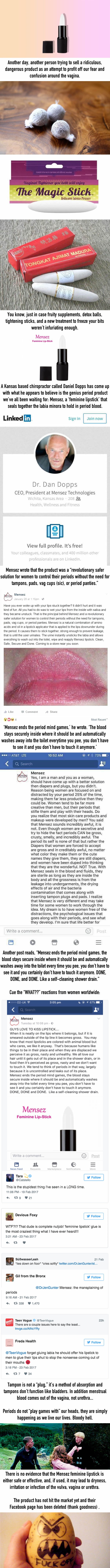 This man has the most insane invention to 'help' women on their periods: vagina glue.