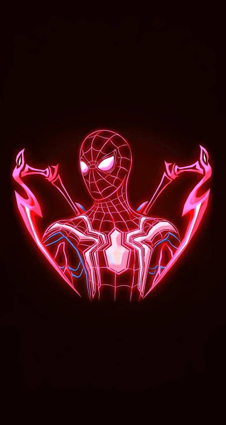 A Dark Overall Spiderman Wallpaper With Neon Themed Trace That Doesn T Hurt The Eyes 9gag