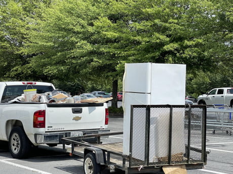 hauling fridge in pickup