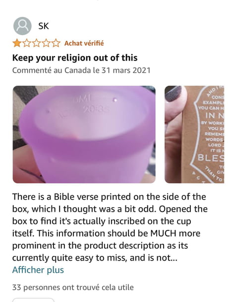Menstrual cup with hidden bible verse inscribed on it. - 9GAG