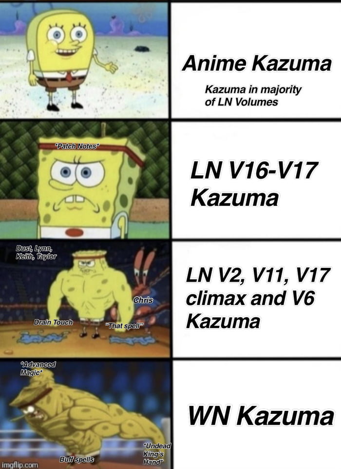 How Strong/Skilled Kazuma “Appears” Throughout The Series No Spoilers