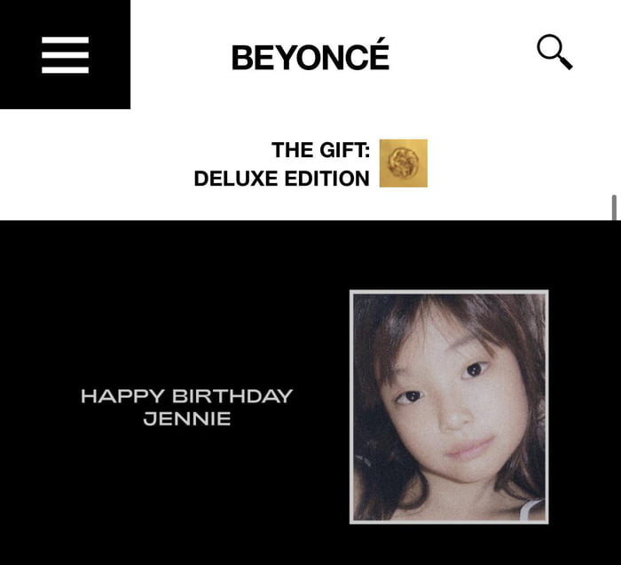 Photo : Beyoncé wishes Jennie happy birthday on her website