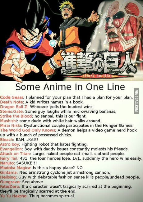 One Liners for some anime - 9GAG