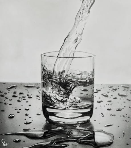 Pencil Sketch Of Save Water Drops | DesiPainters.com