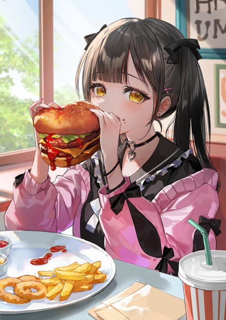 anime girl eating a burger | Stable Diffusion | OpenArt
