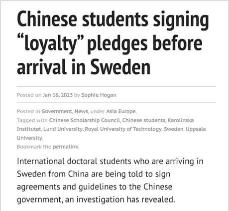 Wtf, the families of students will be in jeopardy if they go don't execute the ccp's orders while abroad
