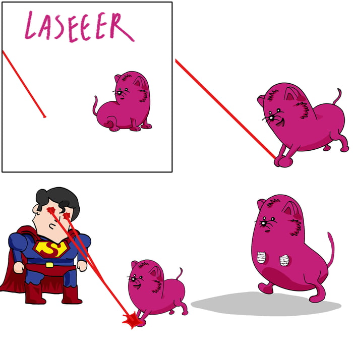 Pink cat and laser