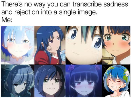 blue haired anime girls never win  9gag