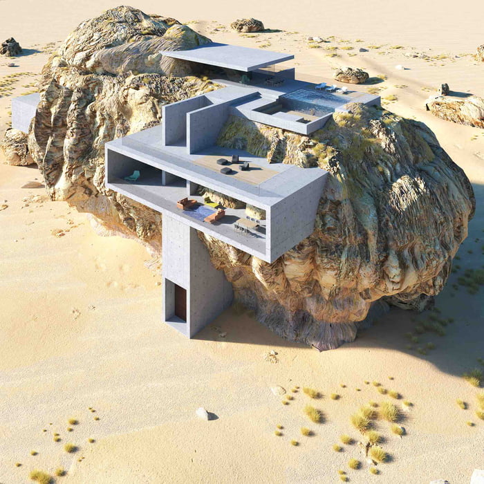 House Inside A Rock Saudi Arabia Designed By Amey Kandalgaonkar 9GAG   A31OWn1 700b 